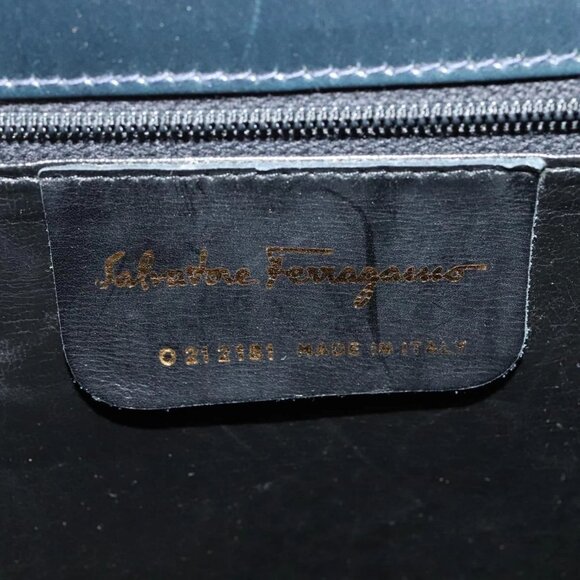 Salvatore Ferragamo Gancini Hand Bag Leather 2way Black Gold - Picture 9 of 16